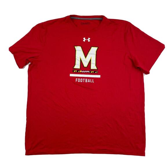 Under Armour Heatgear Loose Maryland Terrapins Football S/S TShirt Red 2XLT XXLT - Picture 1 of 5